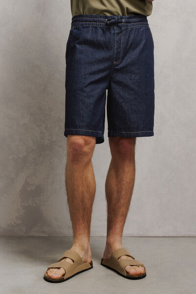 Short en jean taille &eacute;lastiqu&eacute;e