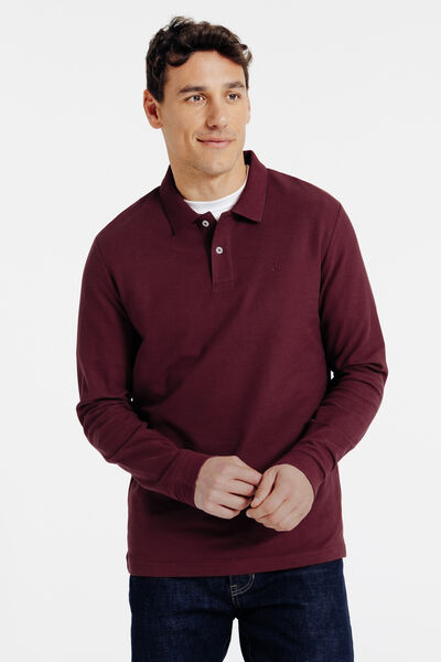 Effen polo in piqu&eacute;katoen, met lange mouwen