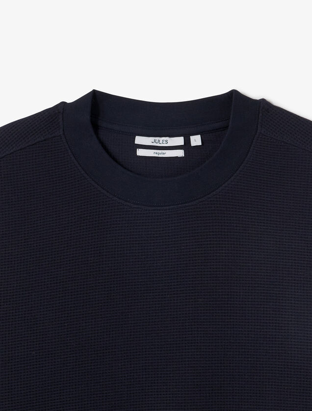 Sweater ronde hals in wafelstructuur