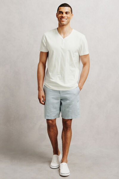 Tee shirt col tunisien mati&egrave;re flamm&eacute;e