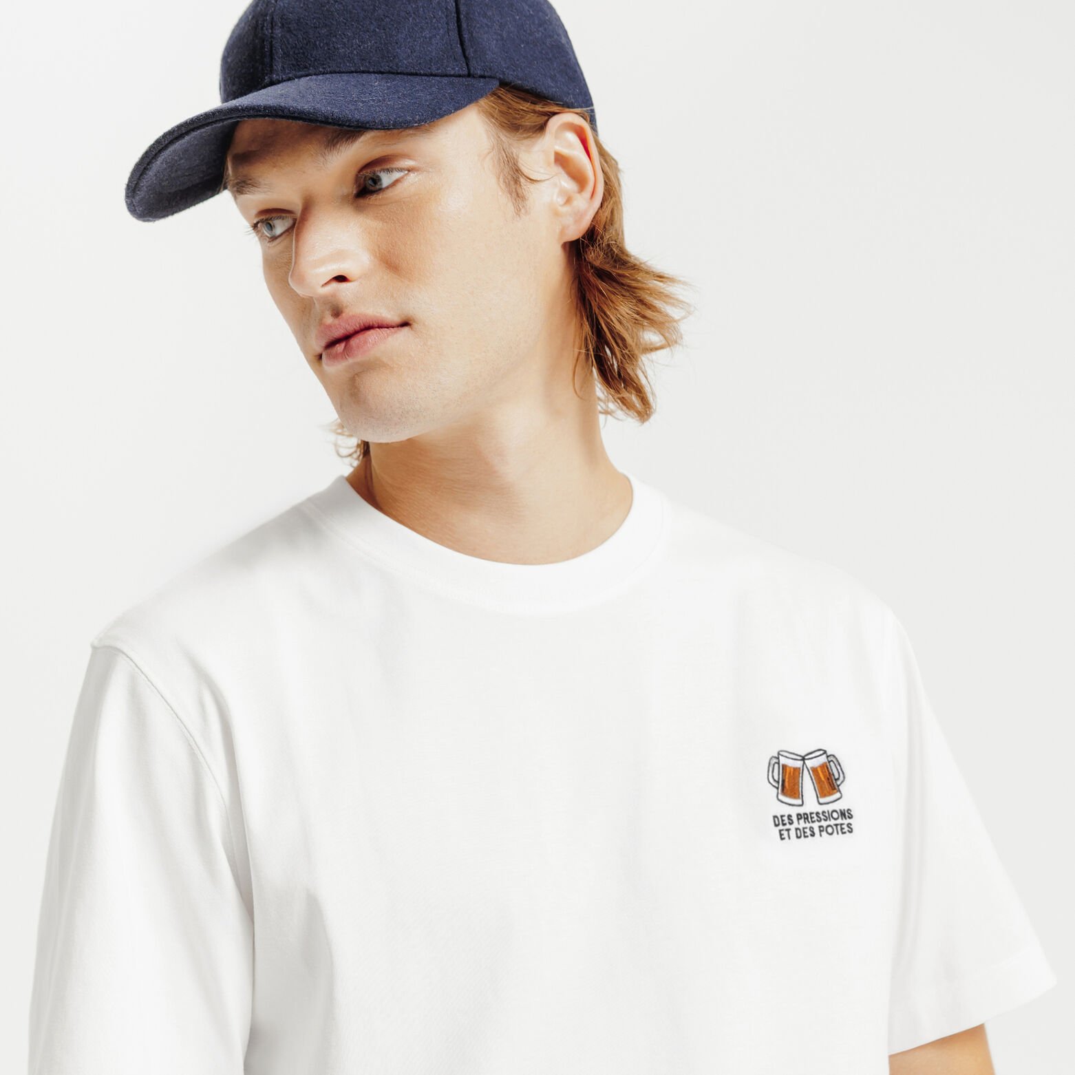 Tee shirt brodé poitrine en coton