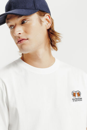 Tee shirt brodé poitrine en coton