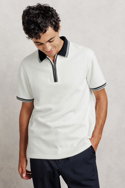 Polo manches courtes col zipp&eacute; gaufr&eacute;