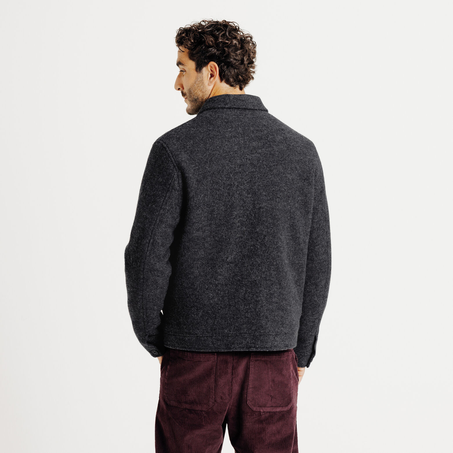 Jack met hemdskraag in wol