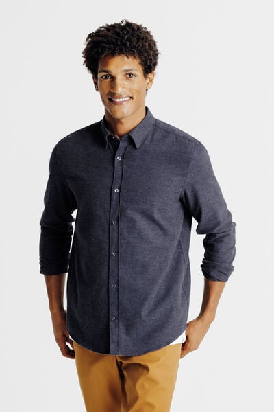 Chemise unie en coton flanelle