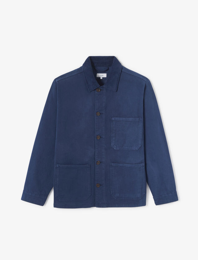 Vest, hemdskraag in ribfluweel met knopen