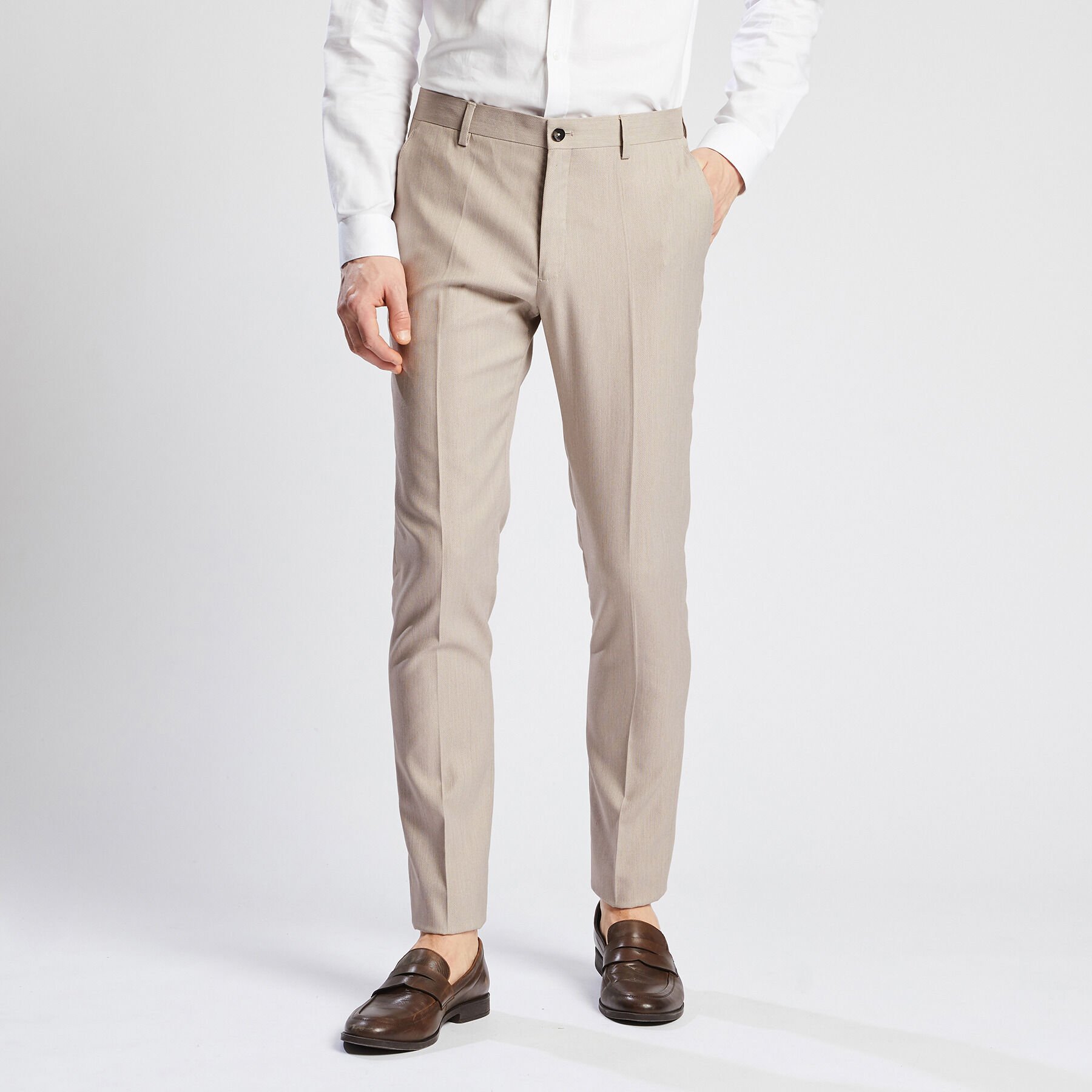 Pantalon de costume gris clair-brun motif ray\u00e9 style d\u2019affaires Mode Costumes Pantalons de costume 