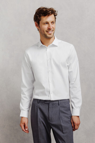 Chemise en coton slim sans repassage unie