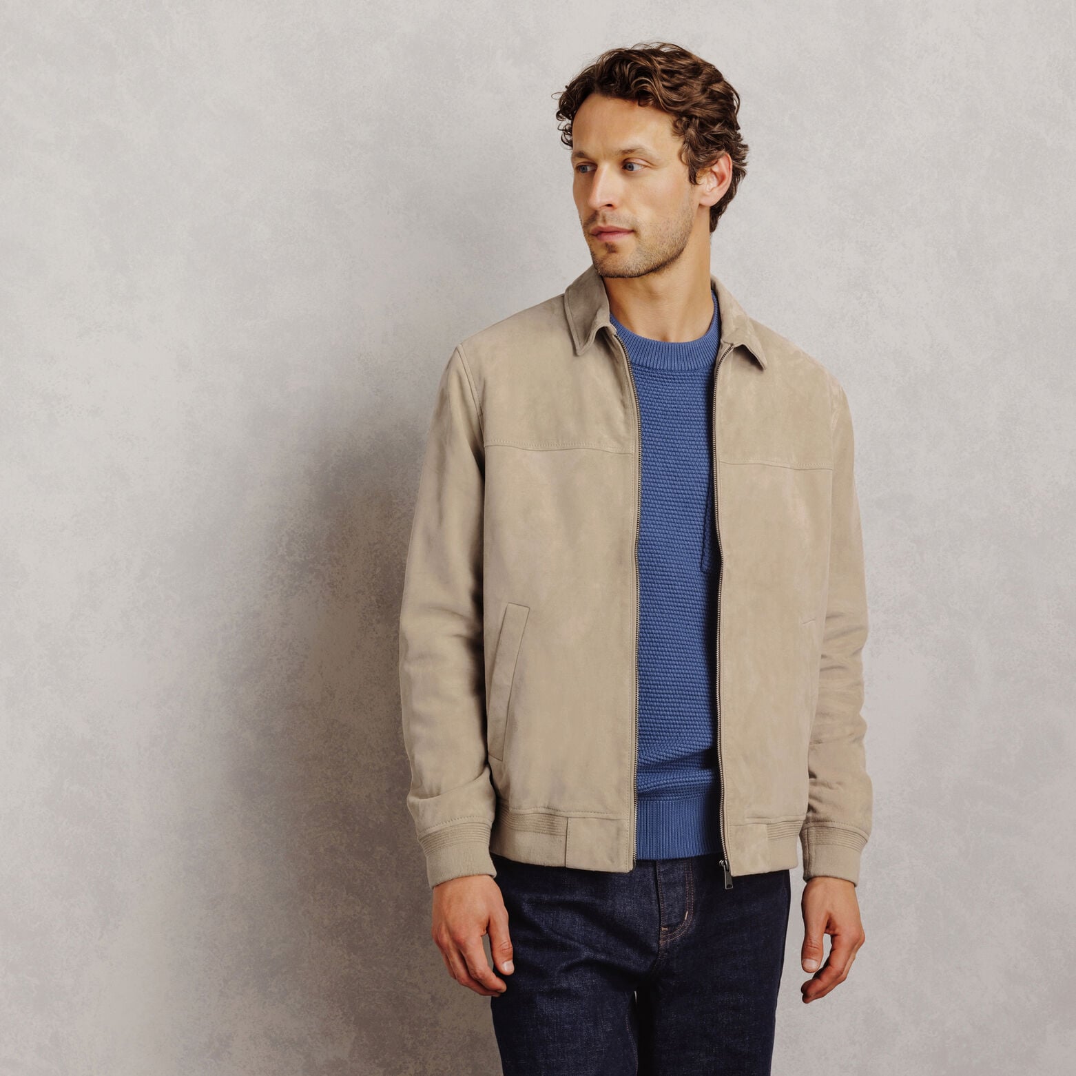 Blouson 100% cuir col chemise