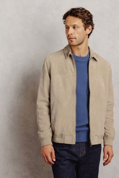 Blouson 100% cuir col chemise