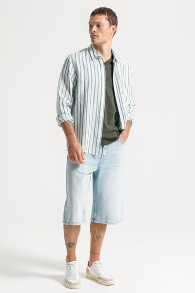 Tee shirt col tunisien mati&egrave;re flamm&eacute;e