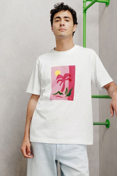 Tee shirt mati&egrave;re flamm&eacute;e imprim&eacute; devant