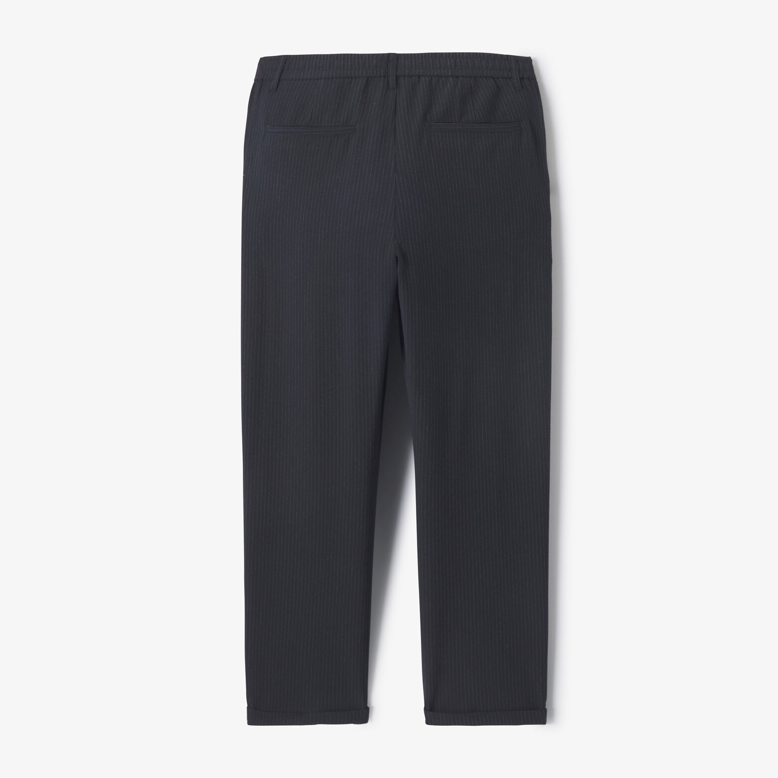 Pantalon tapered 7/8&egrave;me seersucker ray&eacute;