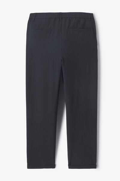 Pantalon tapered 7/8&egrave;me seersucker ray&eacute;