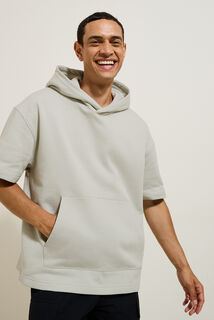 Sweat &agrave; capuche manches courtes uni
