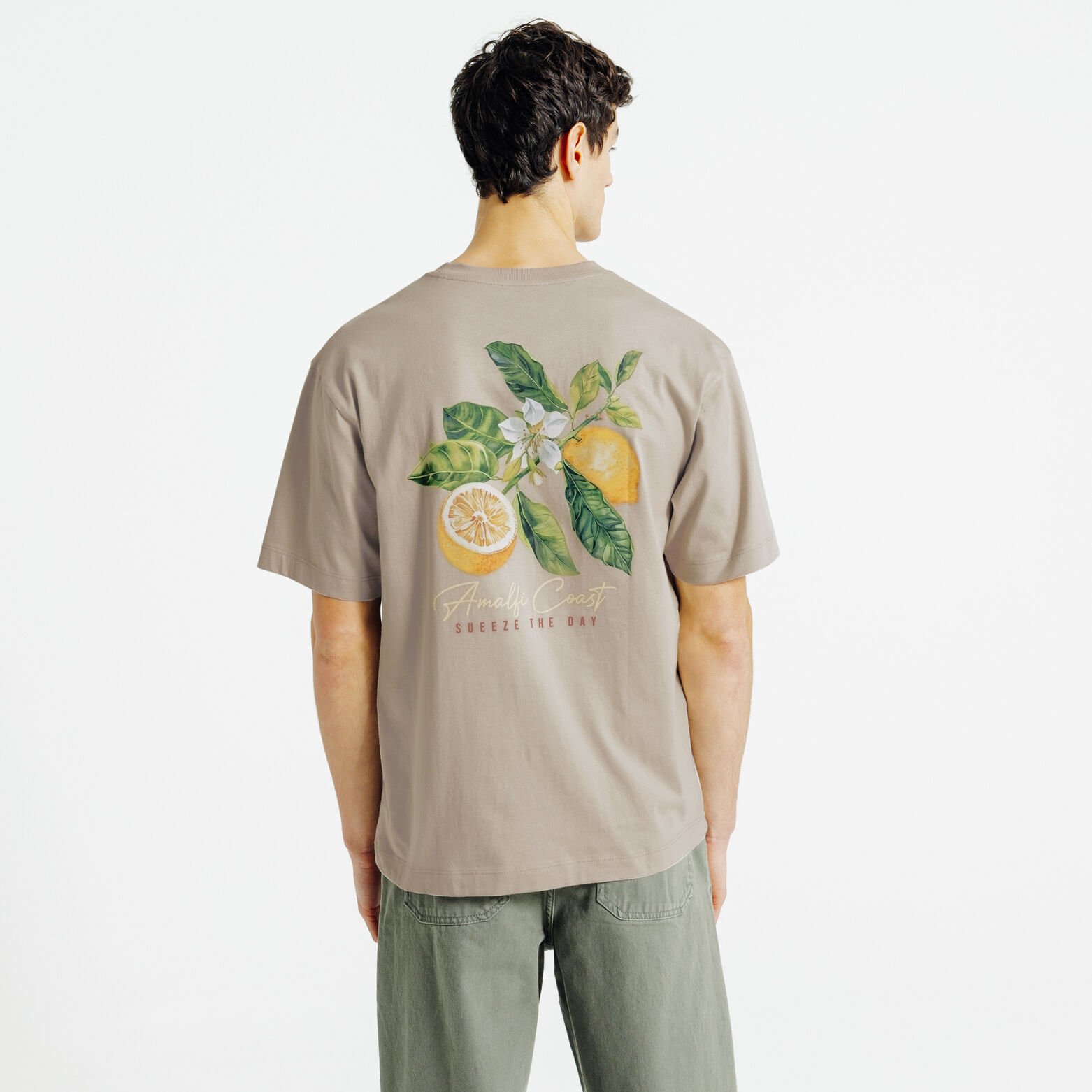 T-shirt met citroenprint voor-en achteraan