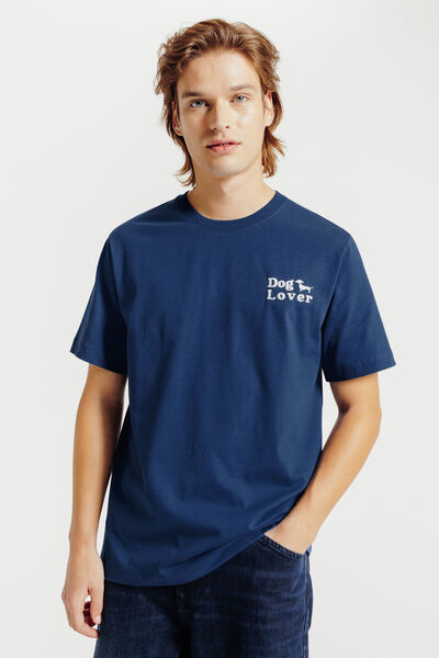 Tee shirt imprimé poitrine chien