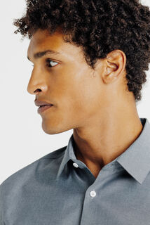 Strijkvrij regular fit hemd in katoen