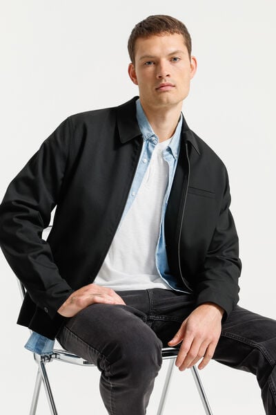 Tee shirt col tunisien mati&egrave;re flamm&eacute;e