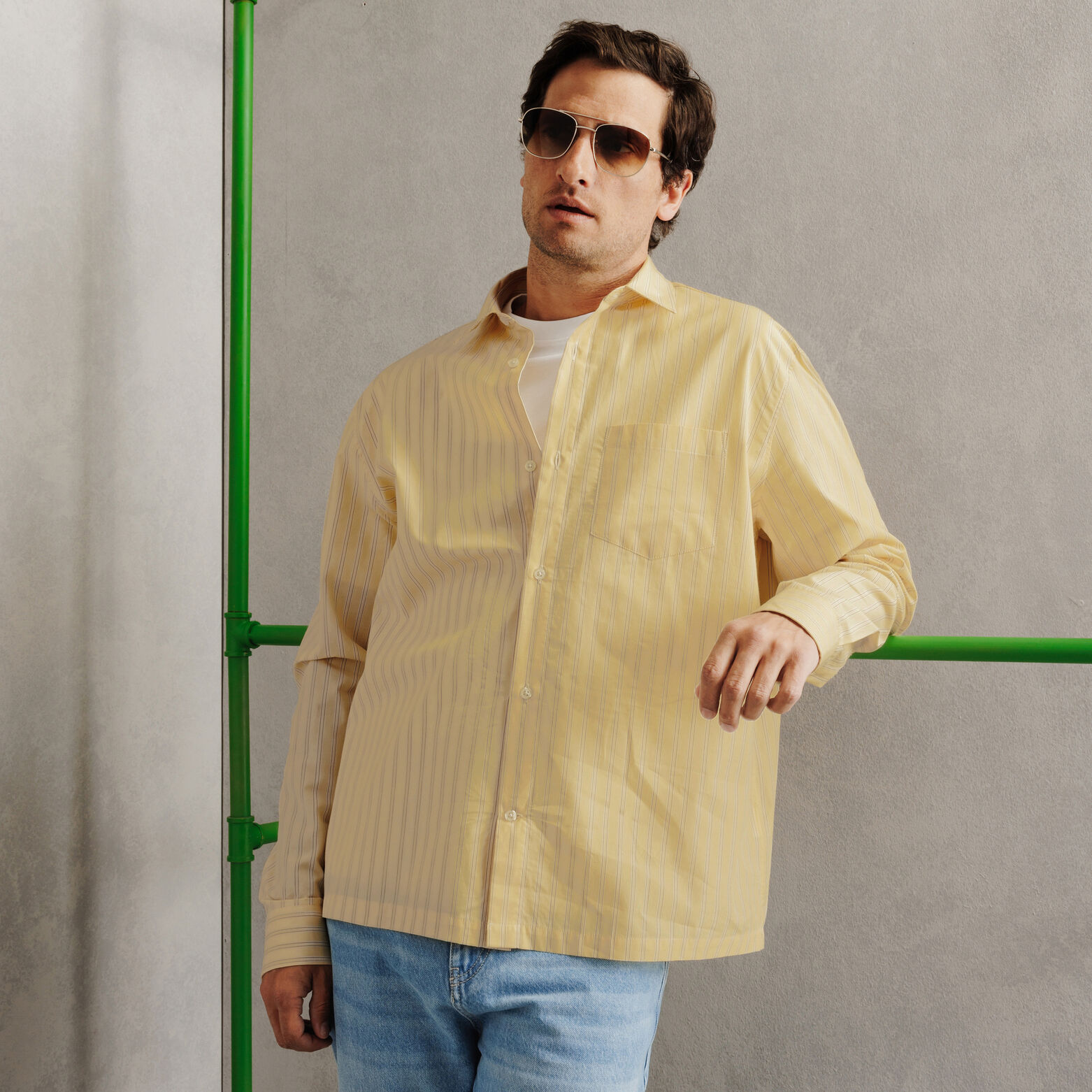 Chemise en coton boxy ray&eacute;e