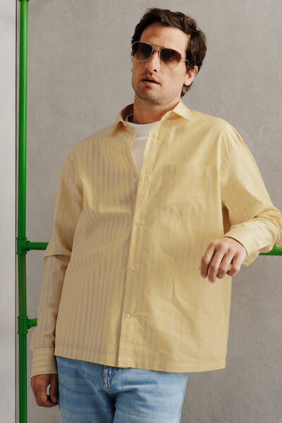 Chemise en coton boxy ray&eacute;e