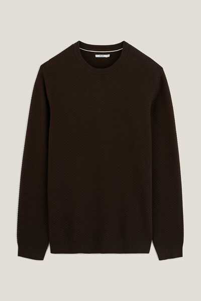 Pull col rond jeux de points fantaisie