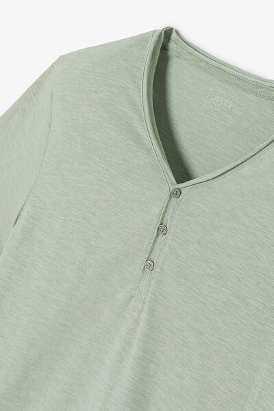 T-shirt met knooplijst in gevlamde stof