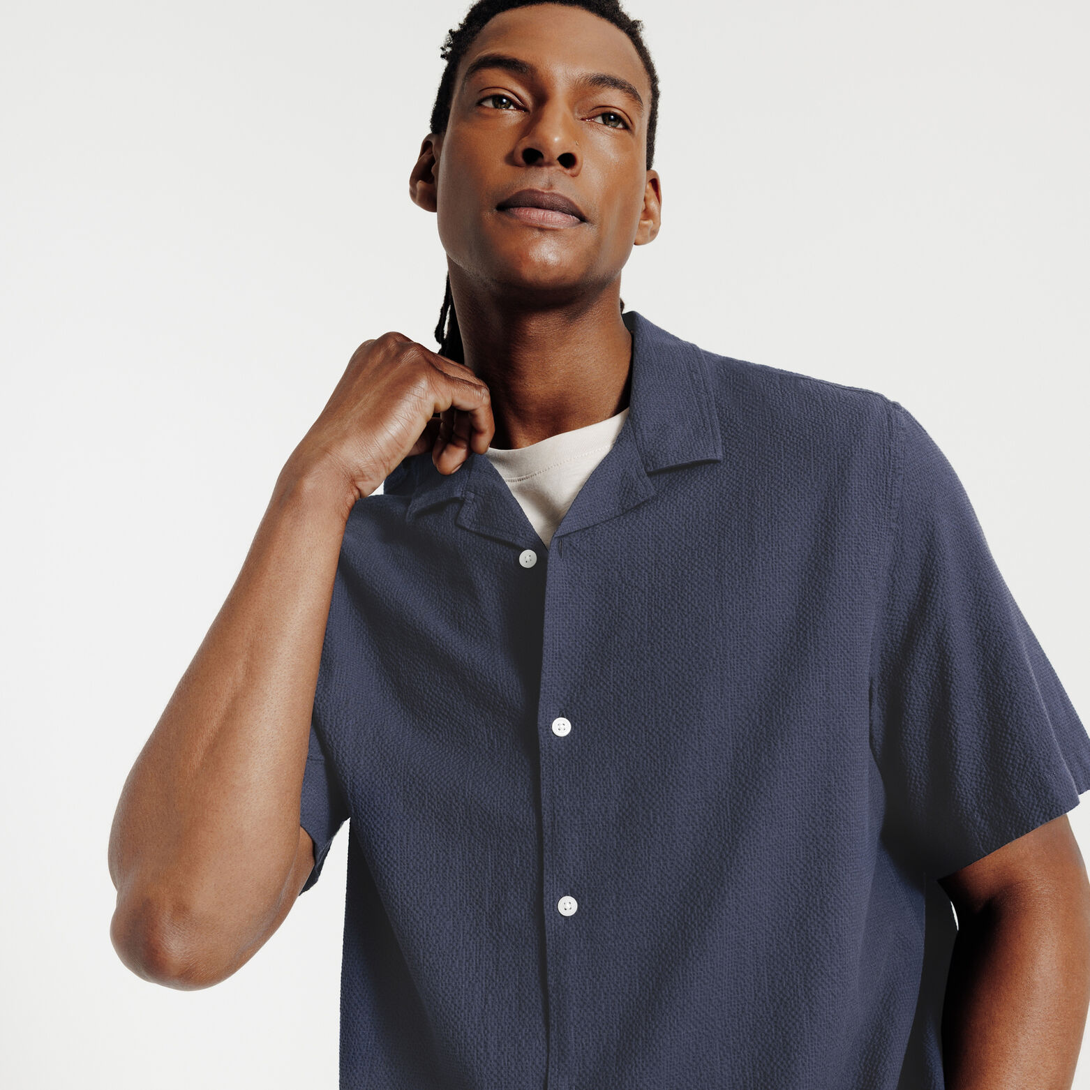 Chemisette en coton seersucker unie