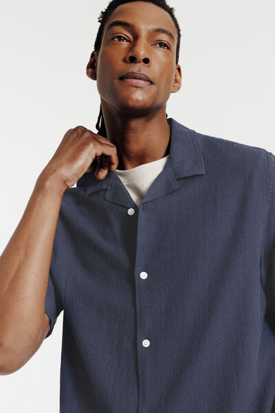 Effen hemdje in seersucker katoen