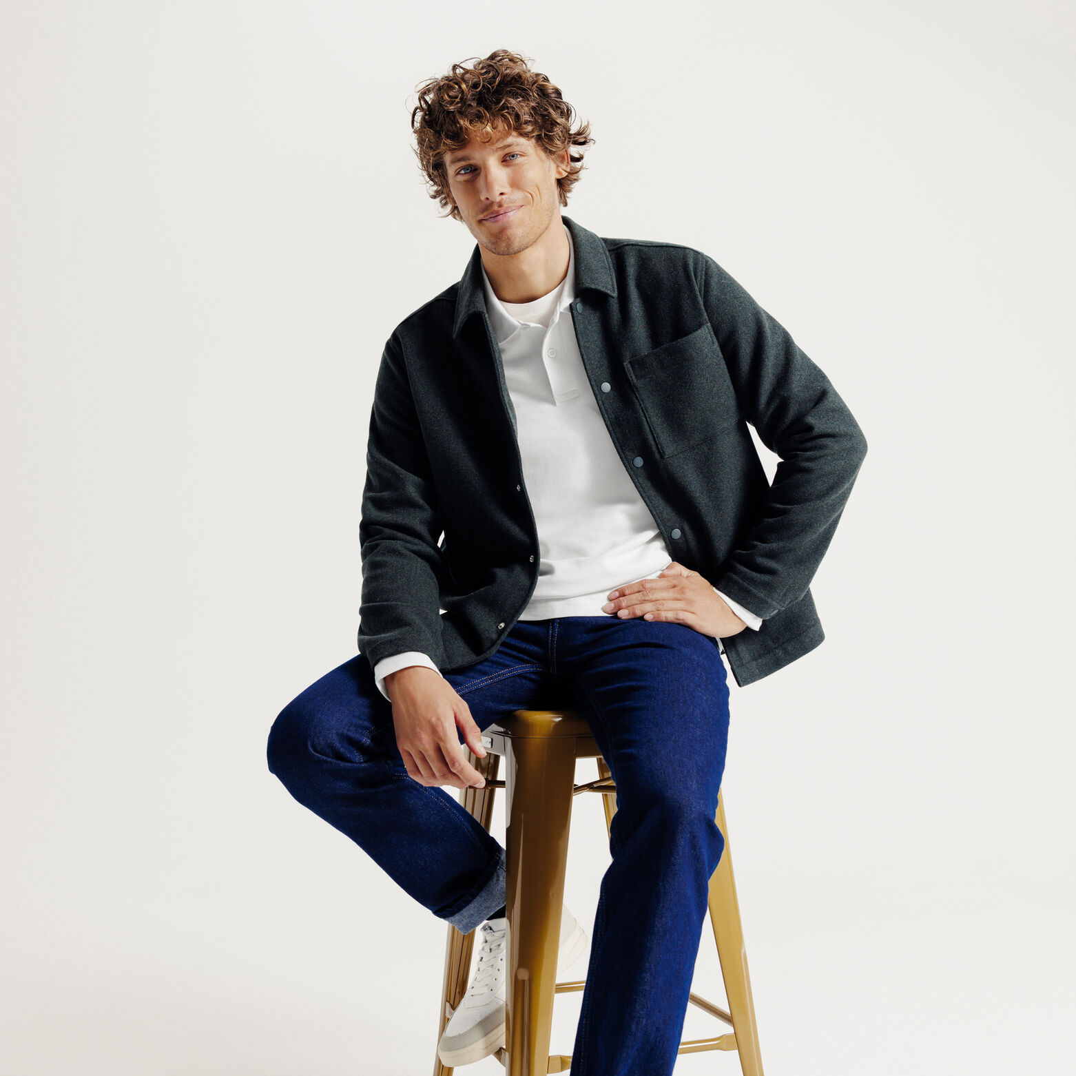 Polo manches longues piqué uni