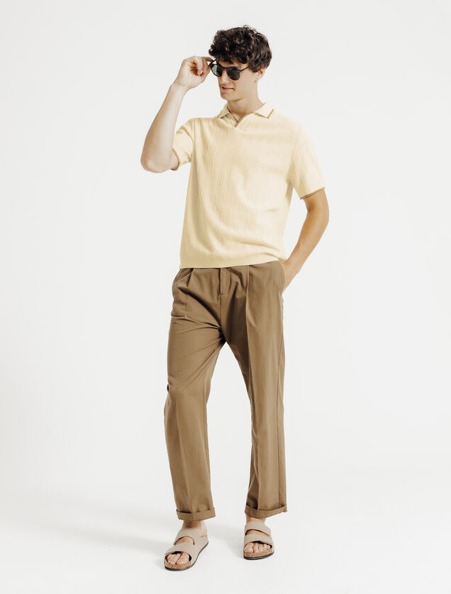 Polo en maille col resort jeux de points fantaisie