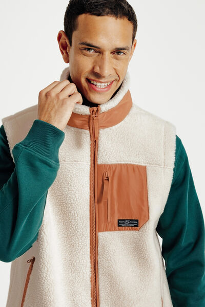 Veste sans manche en sherpa contrastée