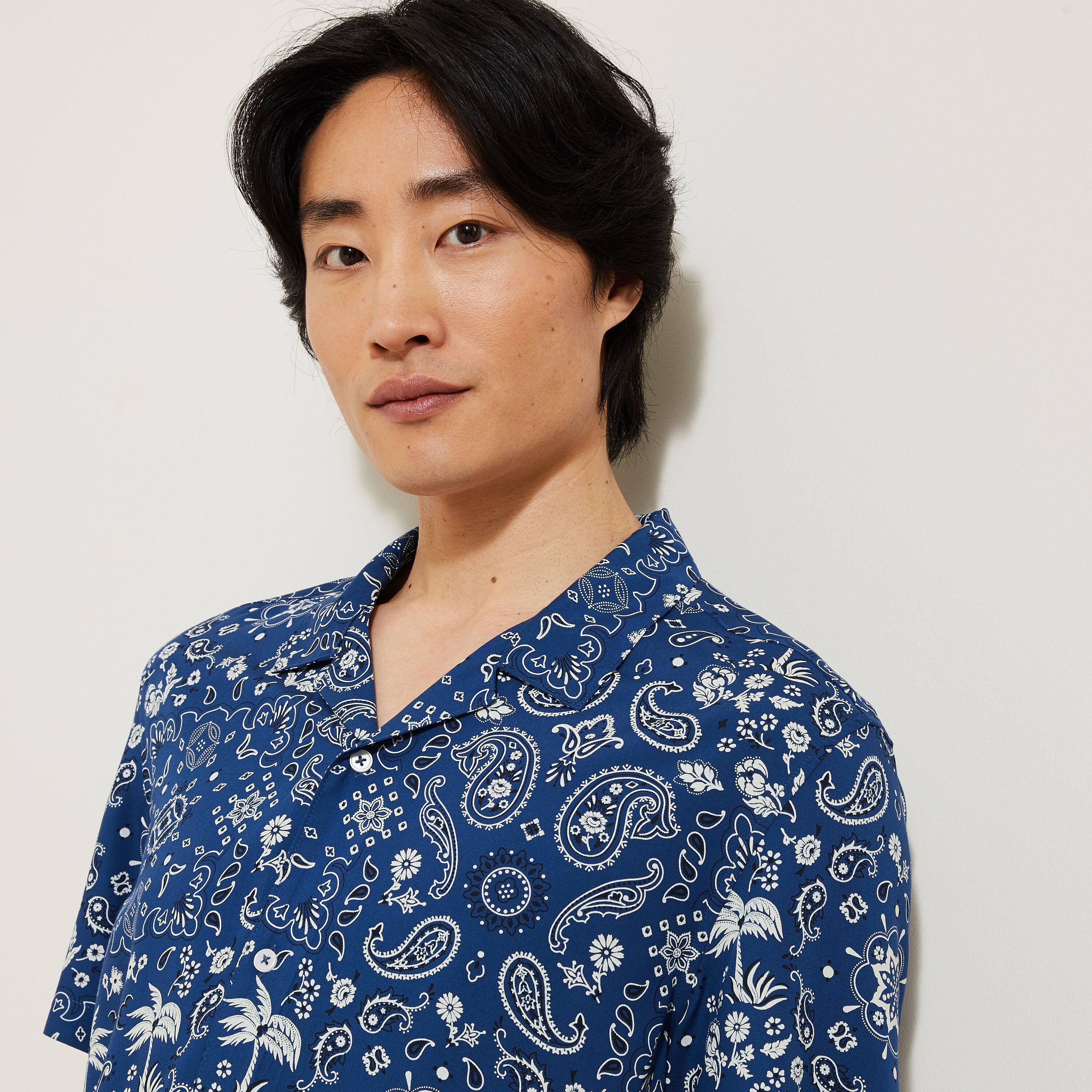 Chemisette regular imprime bandana en viscose Bleu moyen Jules