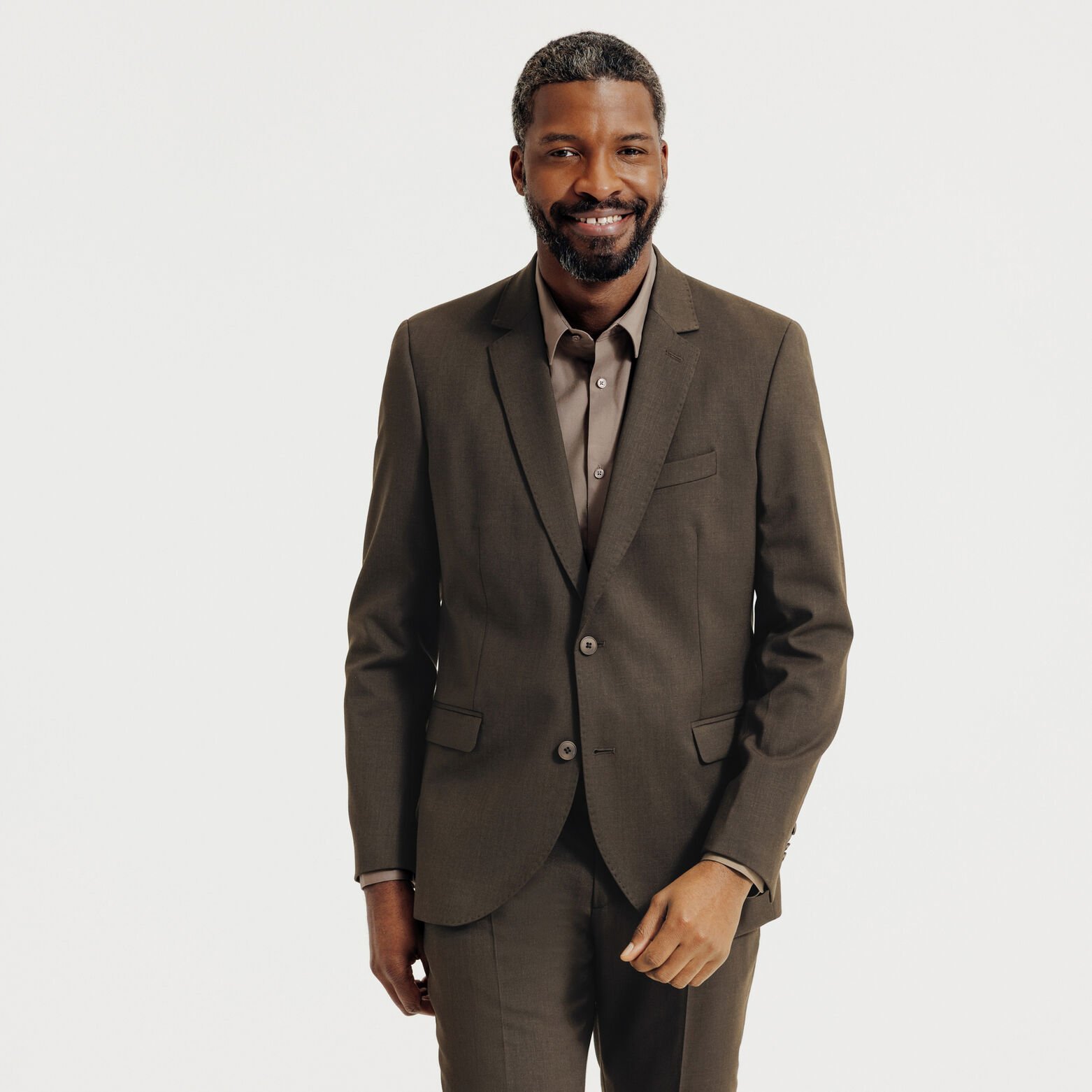 Costume 2 pi&egrave;ces slim bi-stretch - Marron