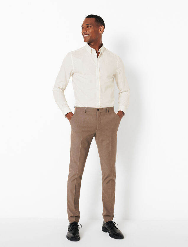 Chemise en coton imprim&eacute; g&eacute;om&eacute;trique slim