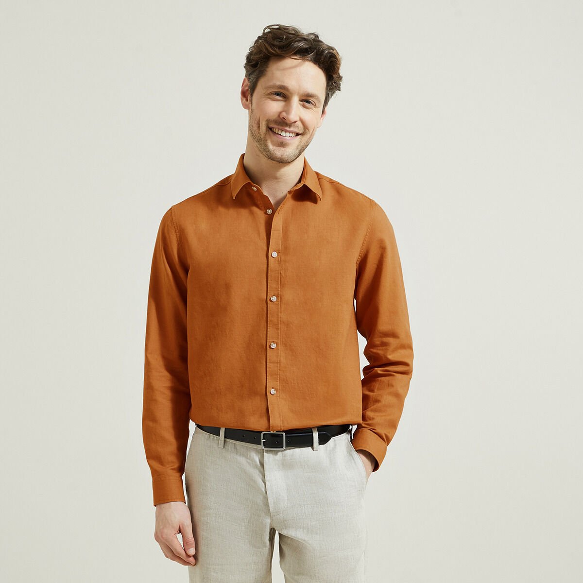 Chemise en coton lin Camel Jules