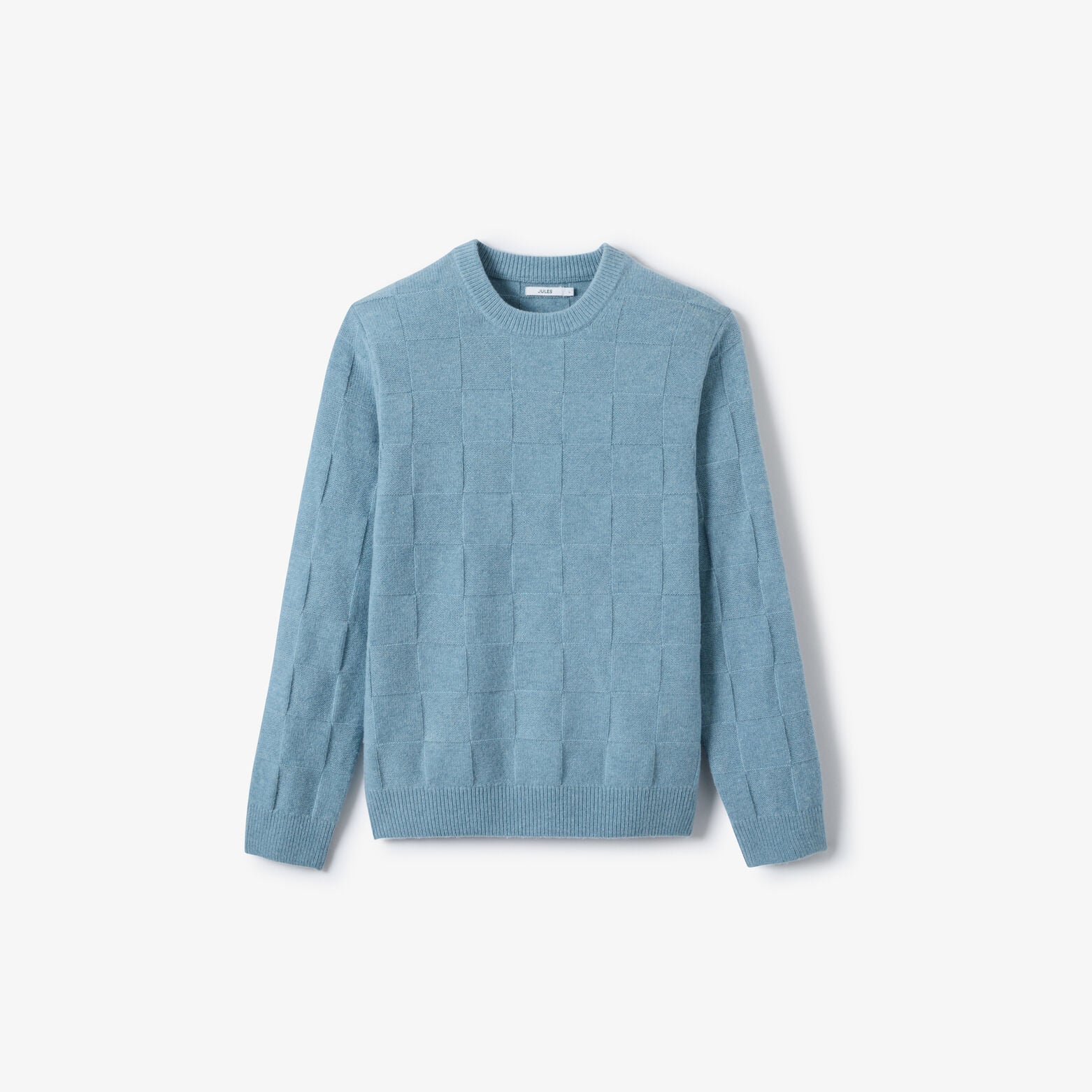 Pull col rond damier