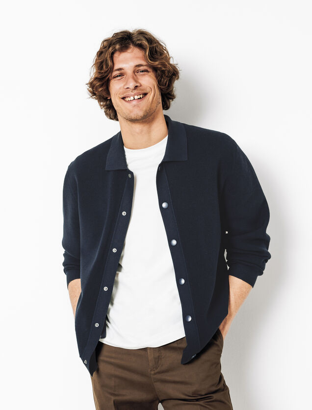 Cardigan en maille col polo