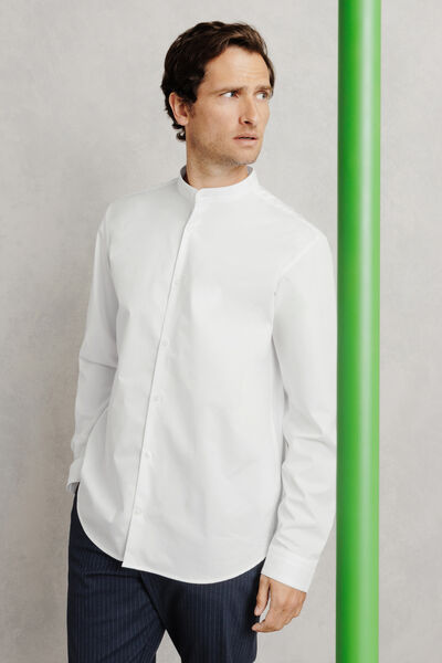Chemise en coton col mao regular unie