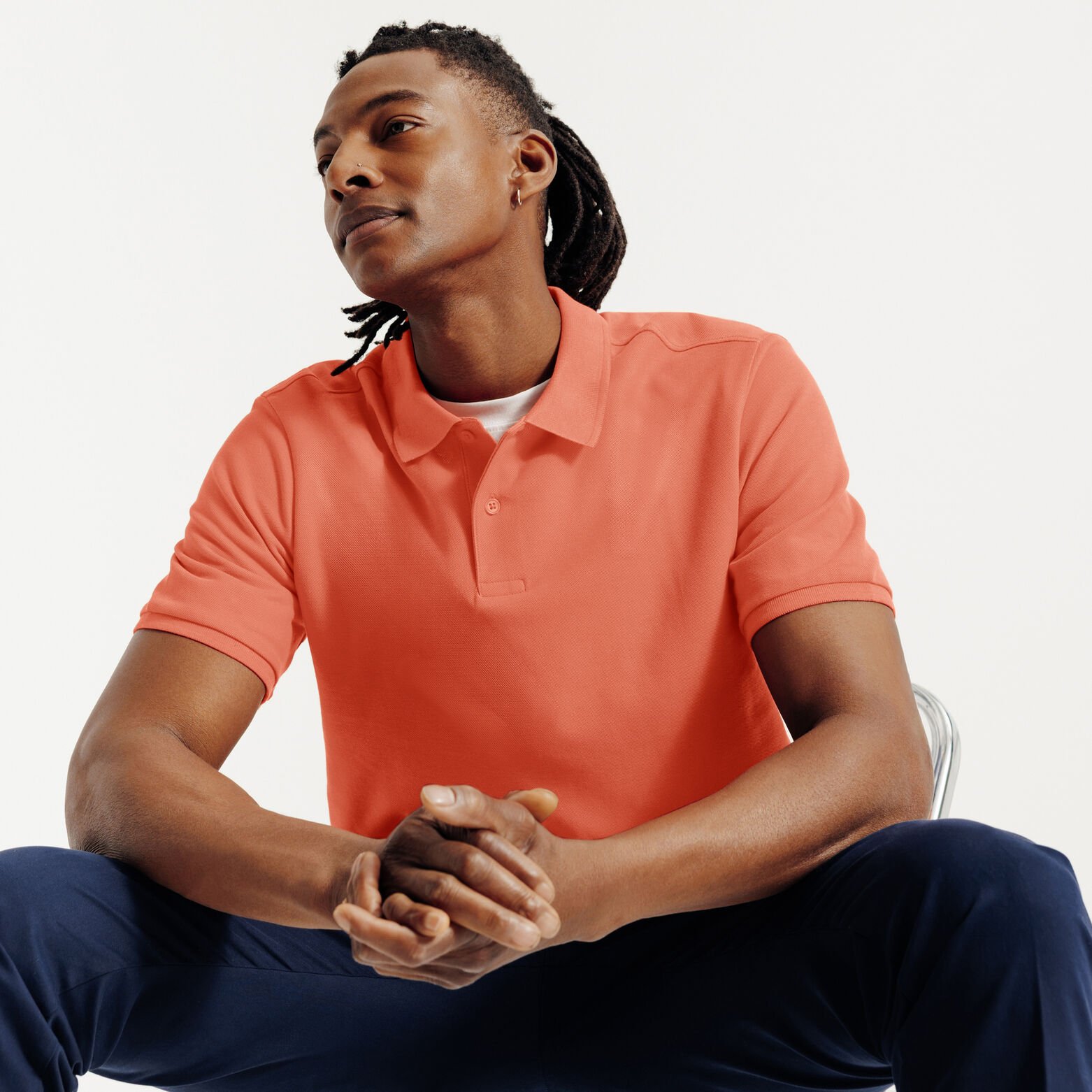 Effen polo in piqu&eacute;katoen met korte mouwen