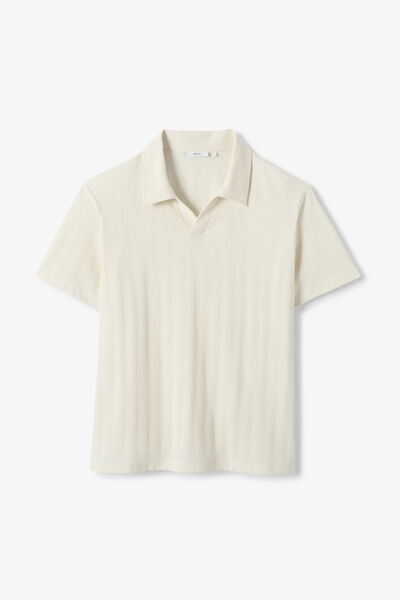 Gestreepte polo met textuur en korte mouwen
