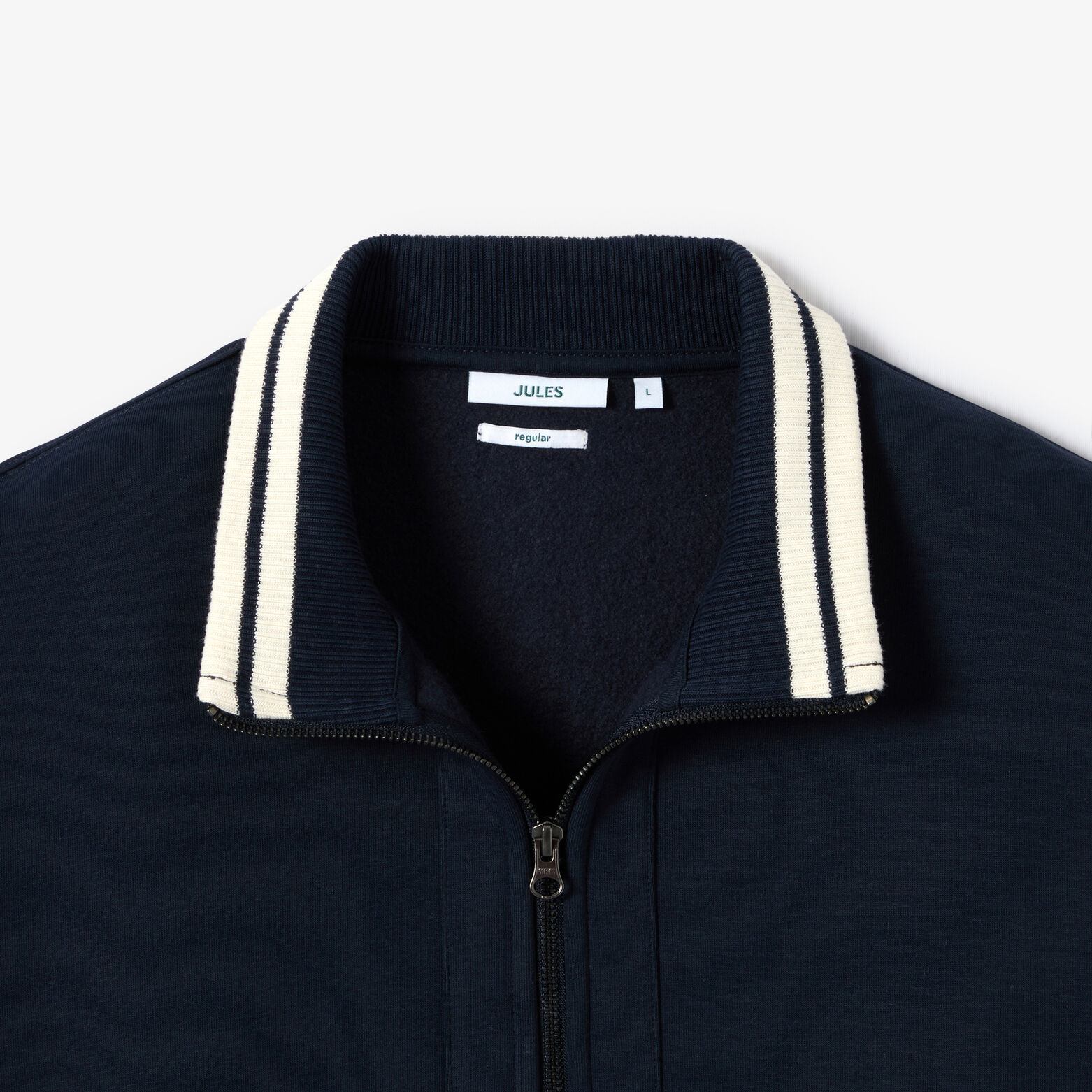Sweater met rits, opstaande kraag, contrastboord