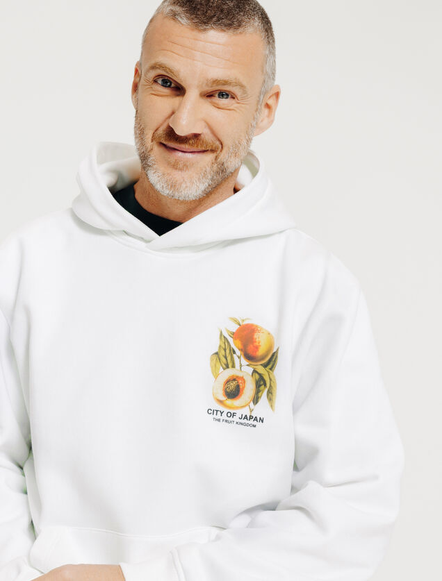 Sweater met kap en Japanse print voor-en achteraan