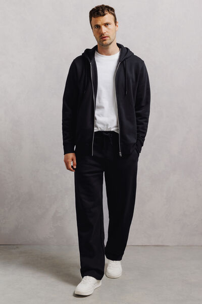 Ensemble sweat zipp&eacute; et jogging loose - Noir
