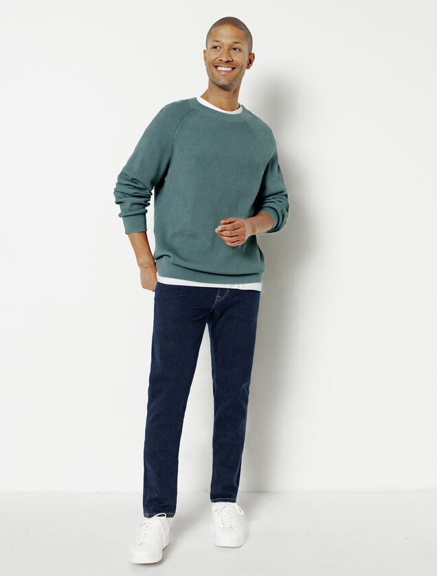 Pull col rond en cote