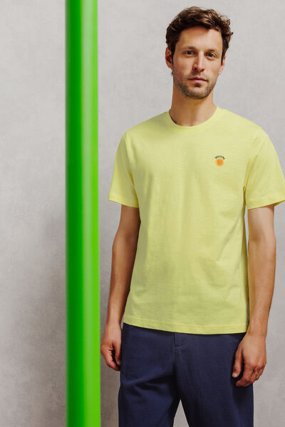 Tee shirt mati&egrave;re flamm&eacute;e broderie poitrine