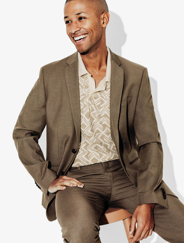 Polo manches courtes imprim&eacute; col resort