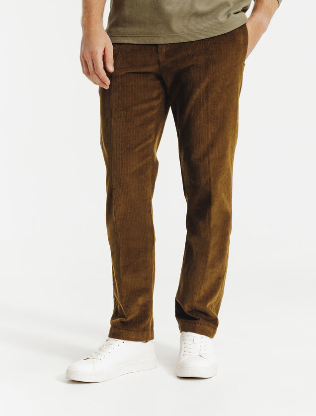 Straight fit chinobroek in fluweel