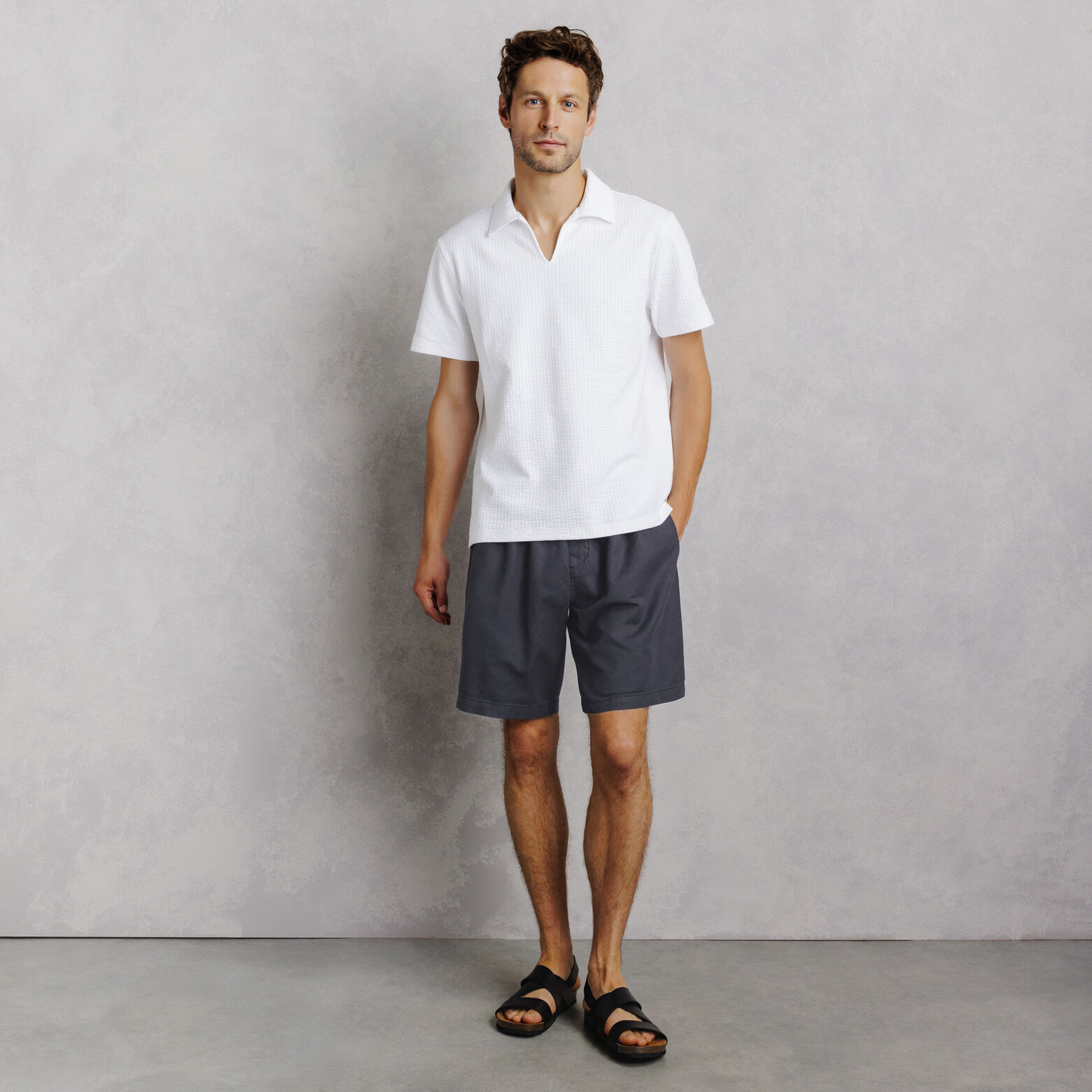 Bermuda coton lin taille &eacute;lastiqu&eacute;e