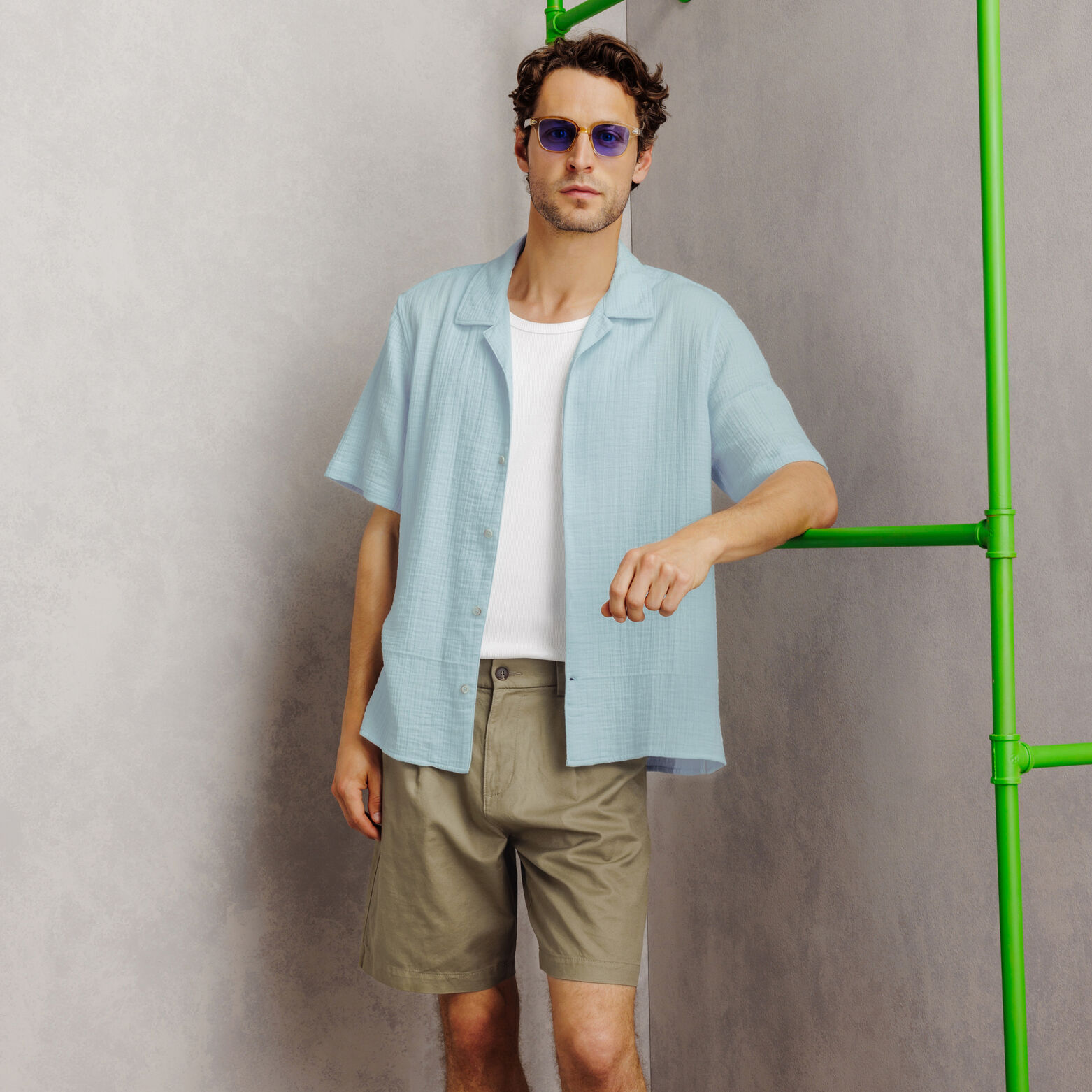 Chemisette gaze de coton col requin unie